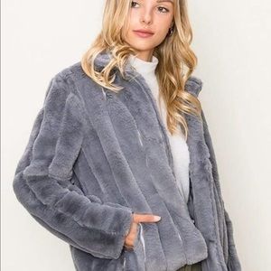 *NWOT* Gray Faux Fur Jacket